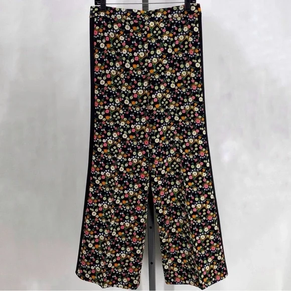 Tory Burch Wide Leg Pants Black/Floral Print Size 2 - Picture 2 of 9